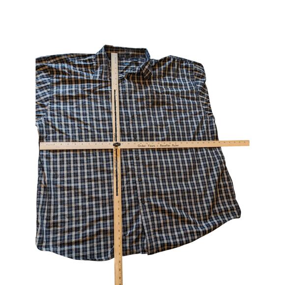 Van Heusen Studio Shirt Mens 3XLT Button Up Long Sleeve Cotton Plaid Blue Gray - Picture 4 of 15